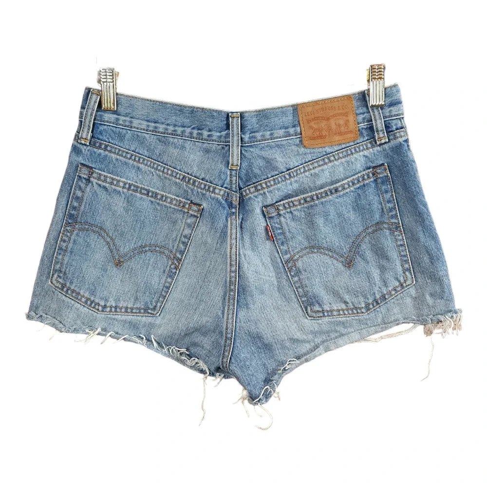 Levi's Light Blue Denim Jean Cutoff Shorts - Picture 3 of 6